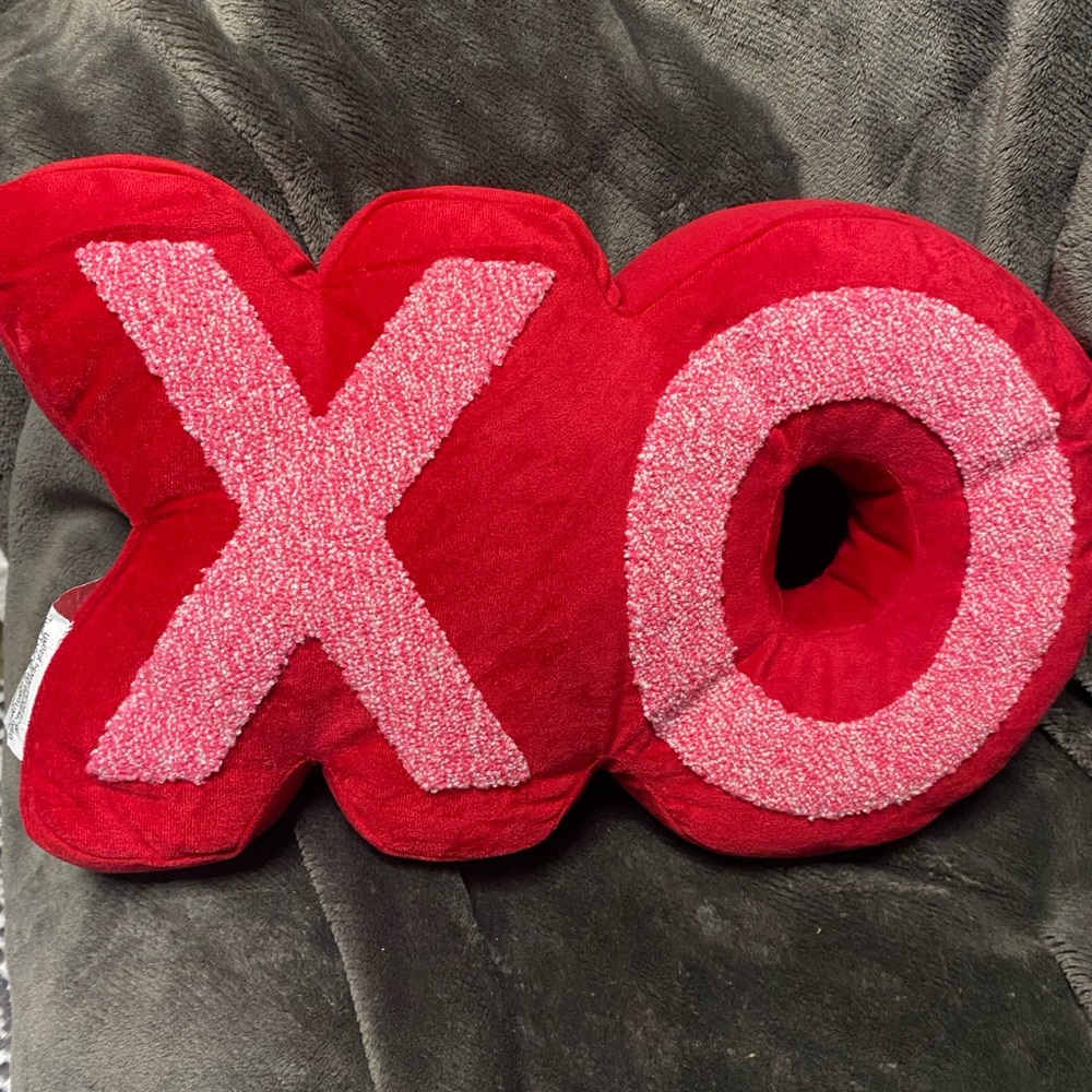 Red and Pink XO Plush Holiday Throw Pillow